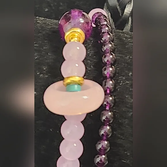 Elegant Pink and Purple Beaded  Bracelet - Picture 4 of 4